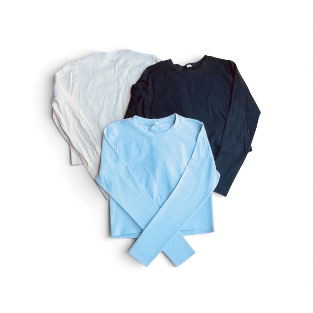 DSG Long Sleeve Crop Top Bundle Womens Small Black Blue Cream EUC Basic